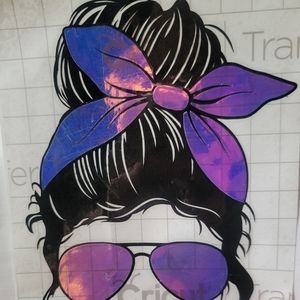 Aunt, Mom, Girl, Boss Life woman decal with bandana bun, sunglasses window decal